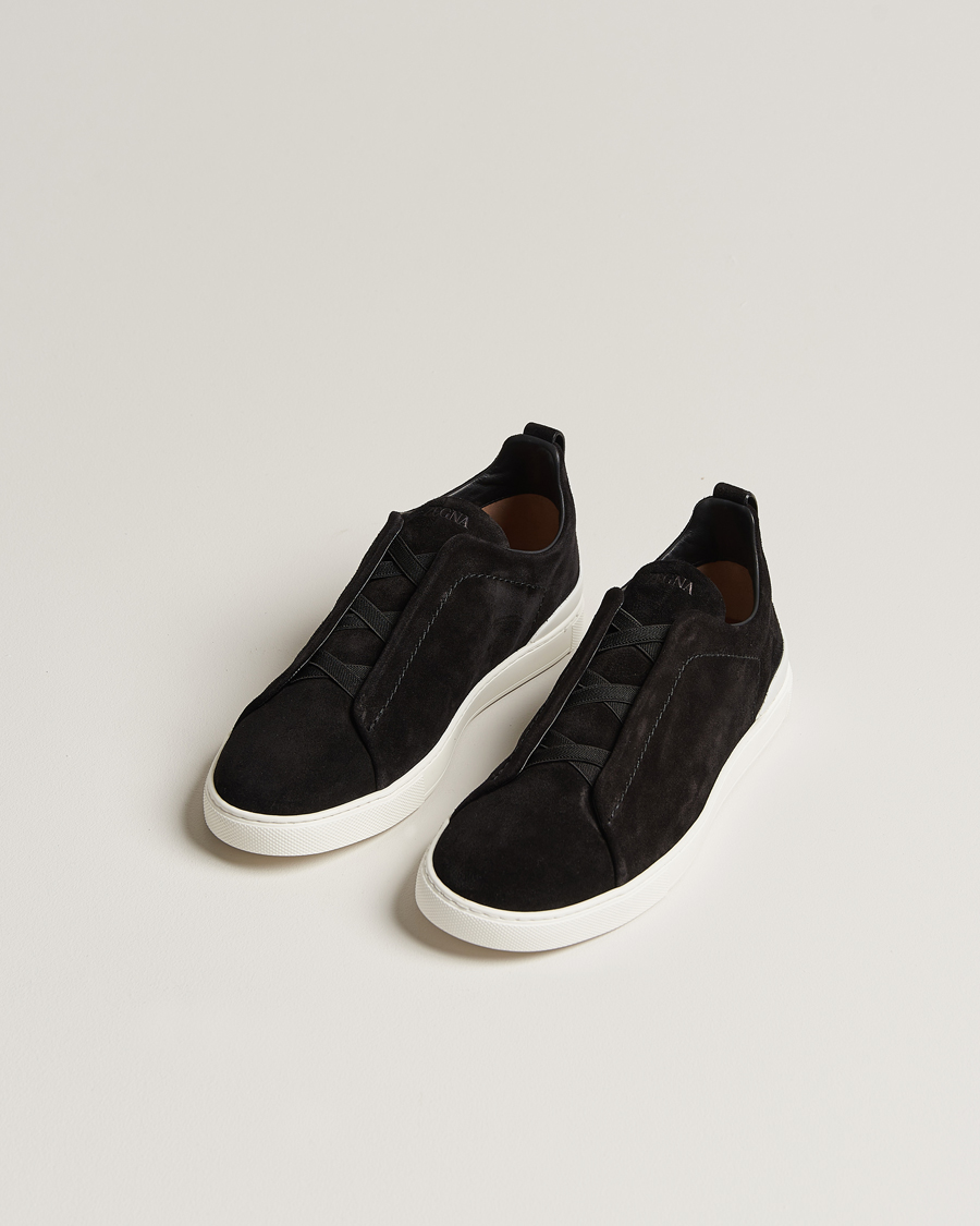 Herre | Sko i mokka | Zegna | Triple Stitch Sneakers Black Suede