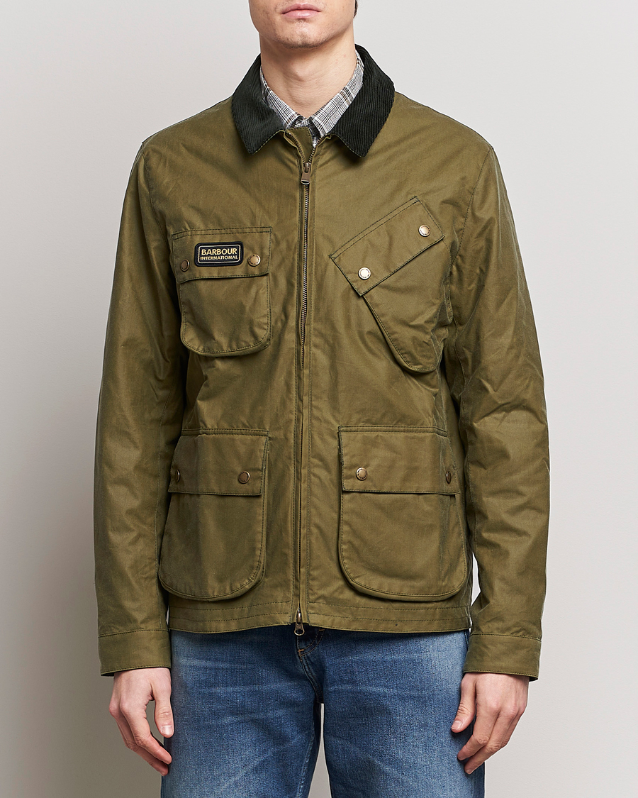 Herre | Best of British | Barbour International | Sefton Waxed Jacket Olive Branch