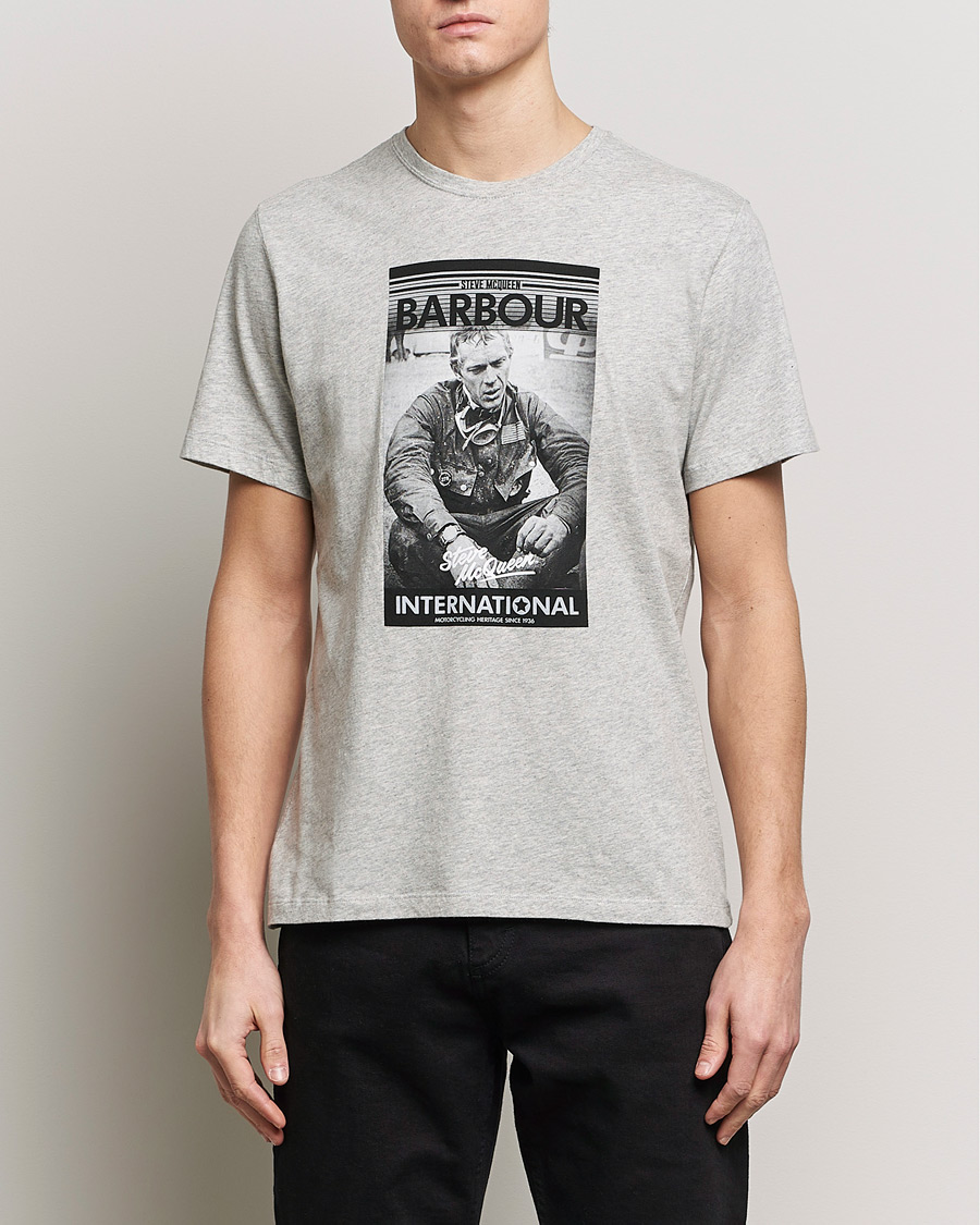 Herre | T-Shirts | Barbour International | Mount Steve McQueen T-Shirt Grey Marl