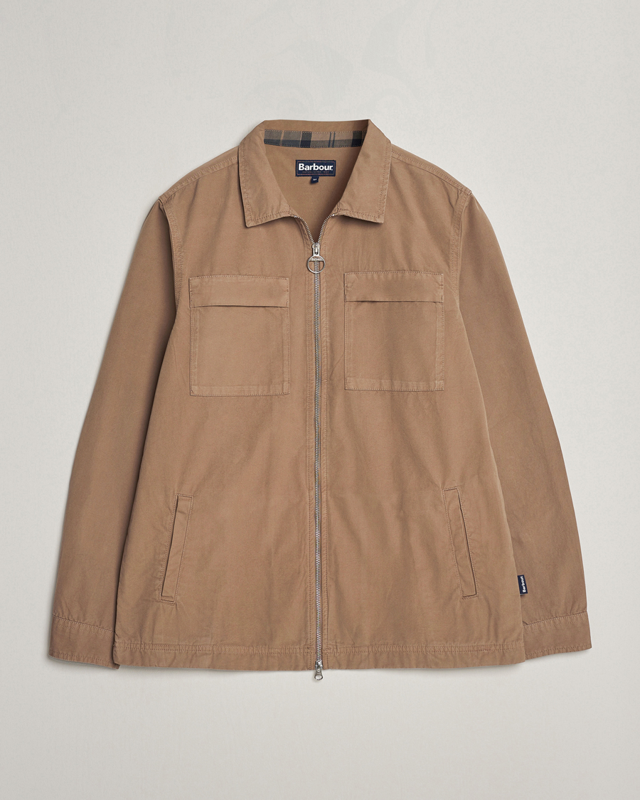Herre | Skjorter | Barbour Lifestyle | Glendale Cotton Zip Overshirt Military Brown