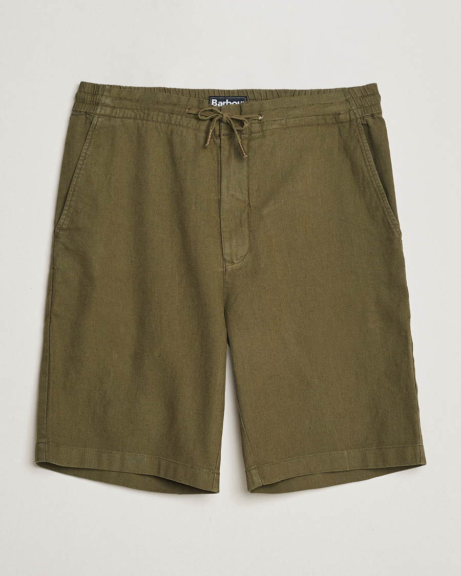 Herre | Shorts | Barbour Lifestyle | Linen/Cotton Drawstring Shorts Military Green