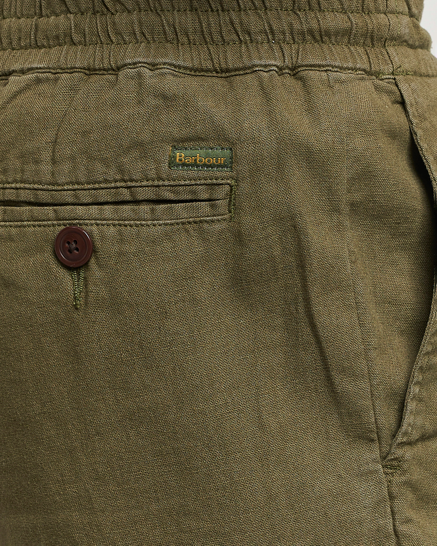 Herre | Shorts | Barbour Lifestyle | Linen/Cotton Drawstring Shorts Military Green