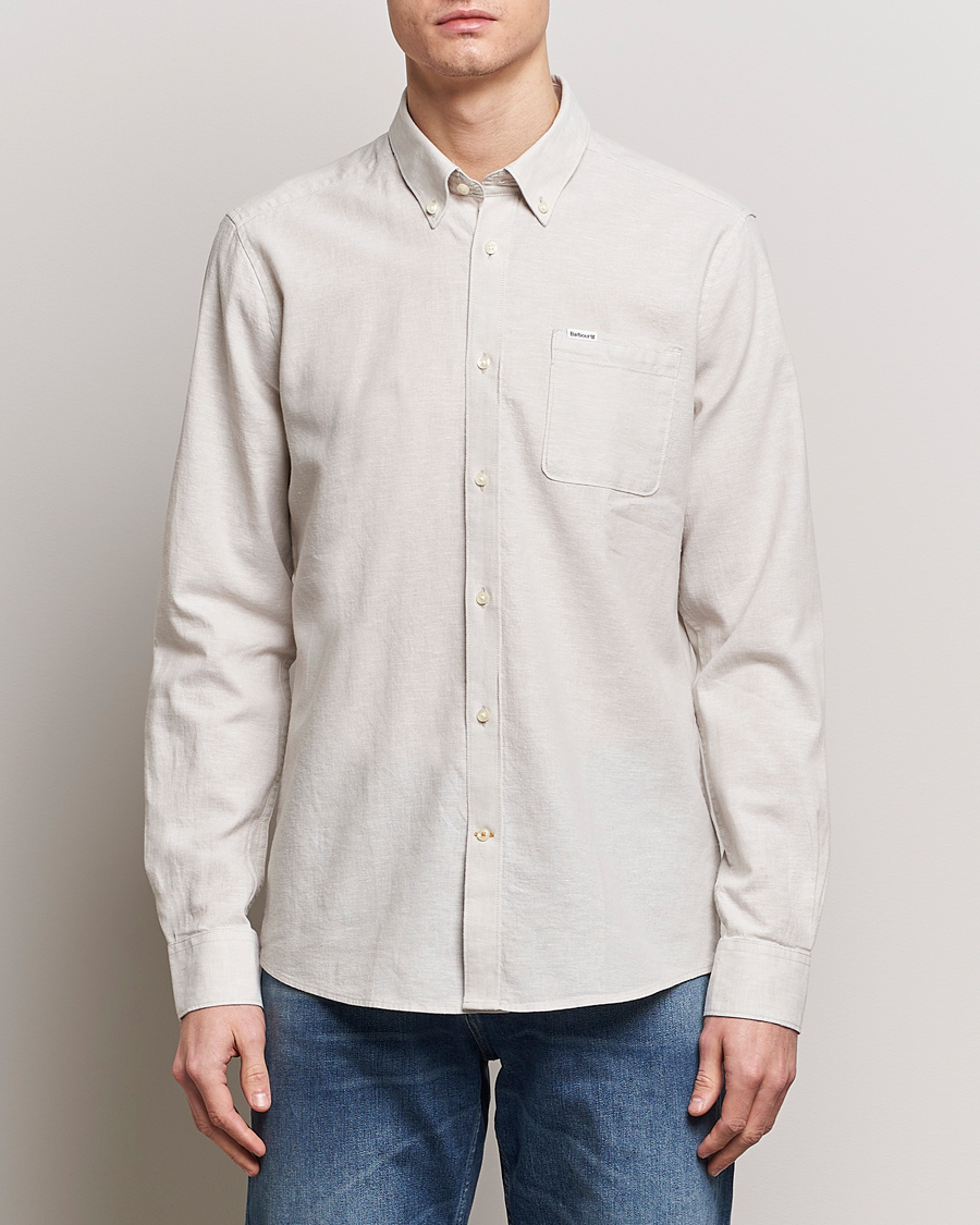 Herr |  | Barbour Lifestyle | Nelson Linen/Cotton Button Down Shirt Mist