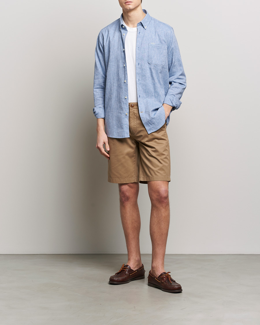 Herre | Skjorter | Barbour Lifestyle | Nelson Linen/Cotton Shirt Blue