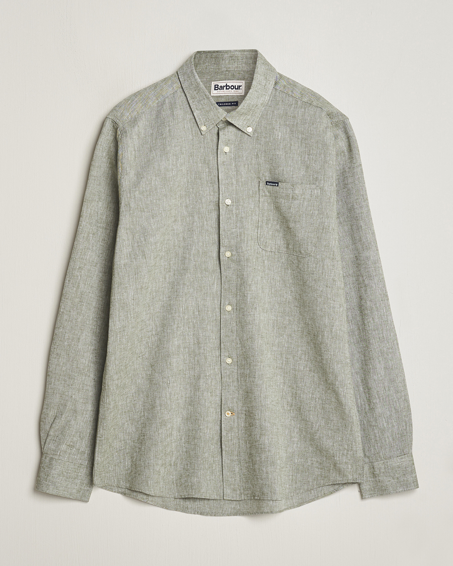 Herre | Skjorter | Barbour Lifestyle | Nelson Linen/Cotton Shirt Bleached Olive