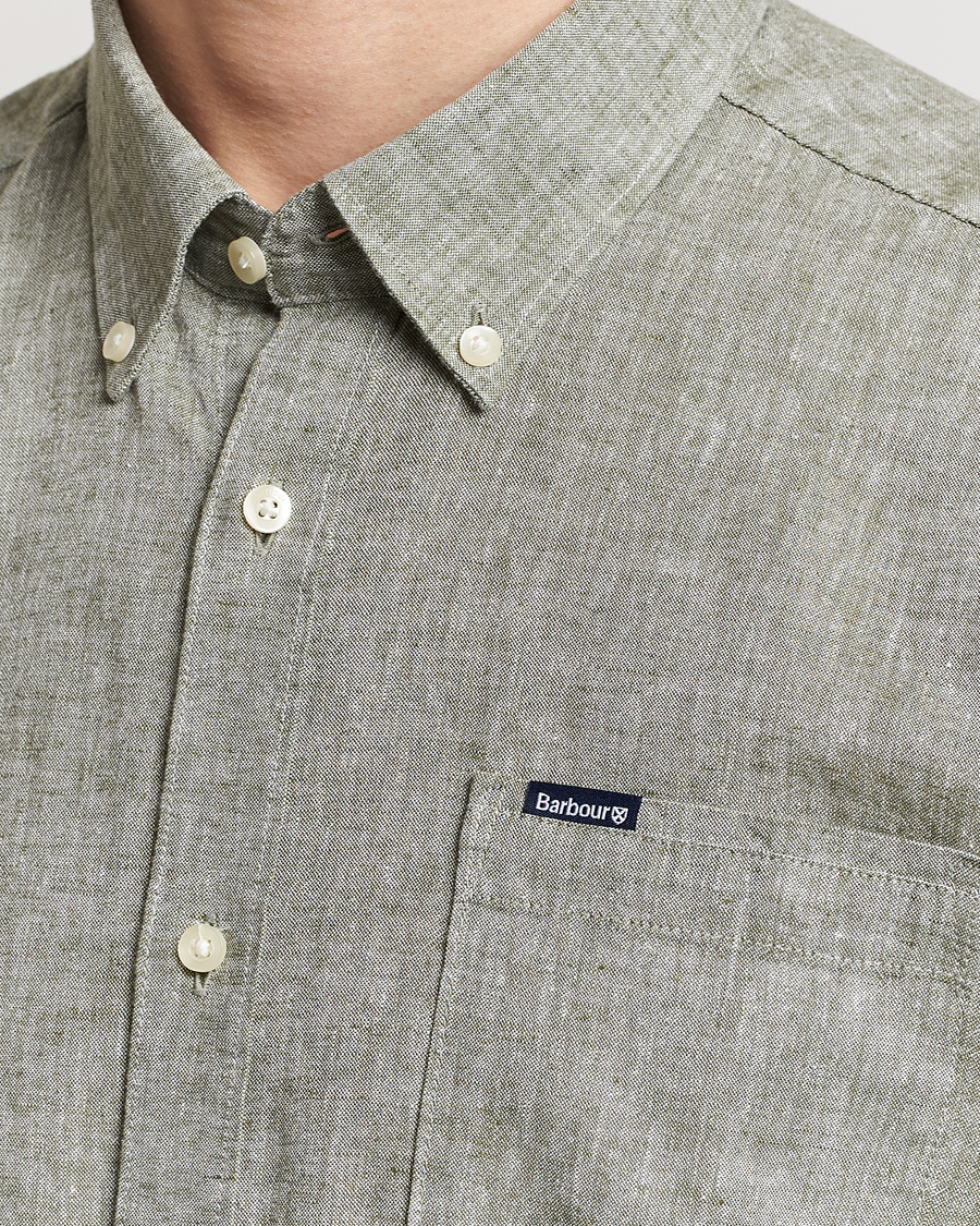 Herre | Skjorter | Barbour Lifestyle | Nelson Linen/Cotton Shirt Bleached Olive