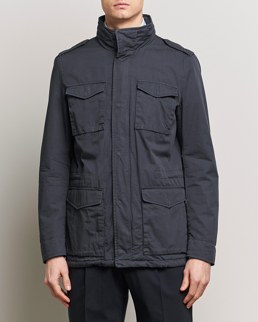 Herre | Jakker | Herno | Washed Cotton Field Jacket Navy
