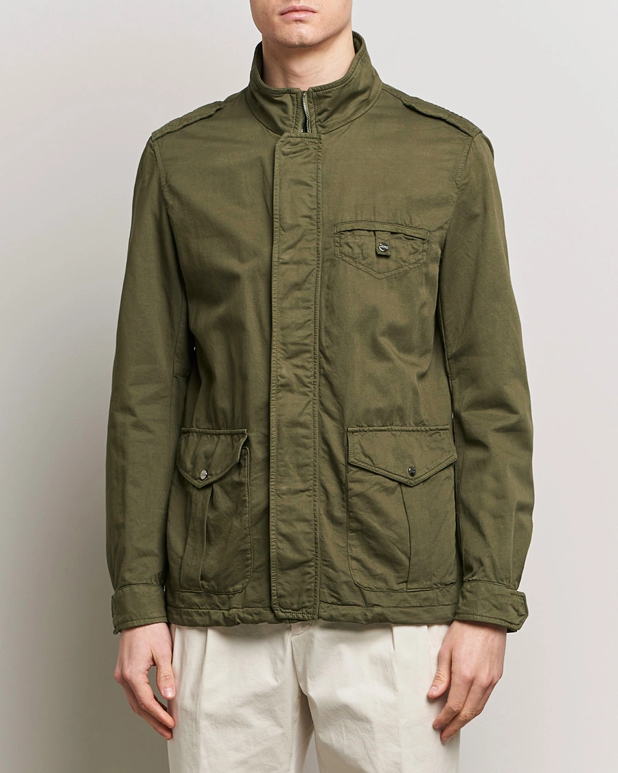 Herre |  | Herno | Washed Cotton/Linen Field Jacket Military