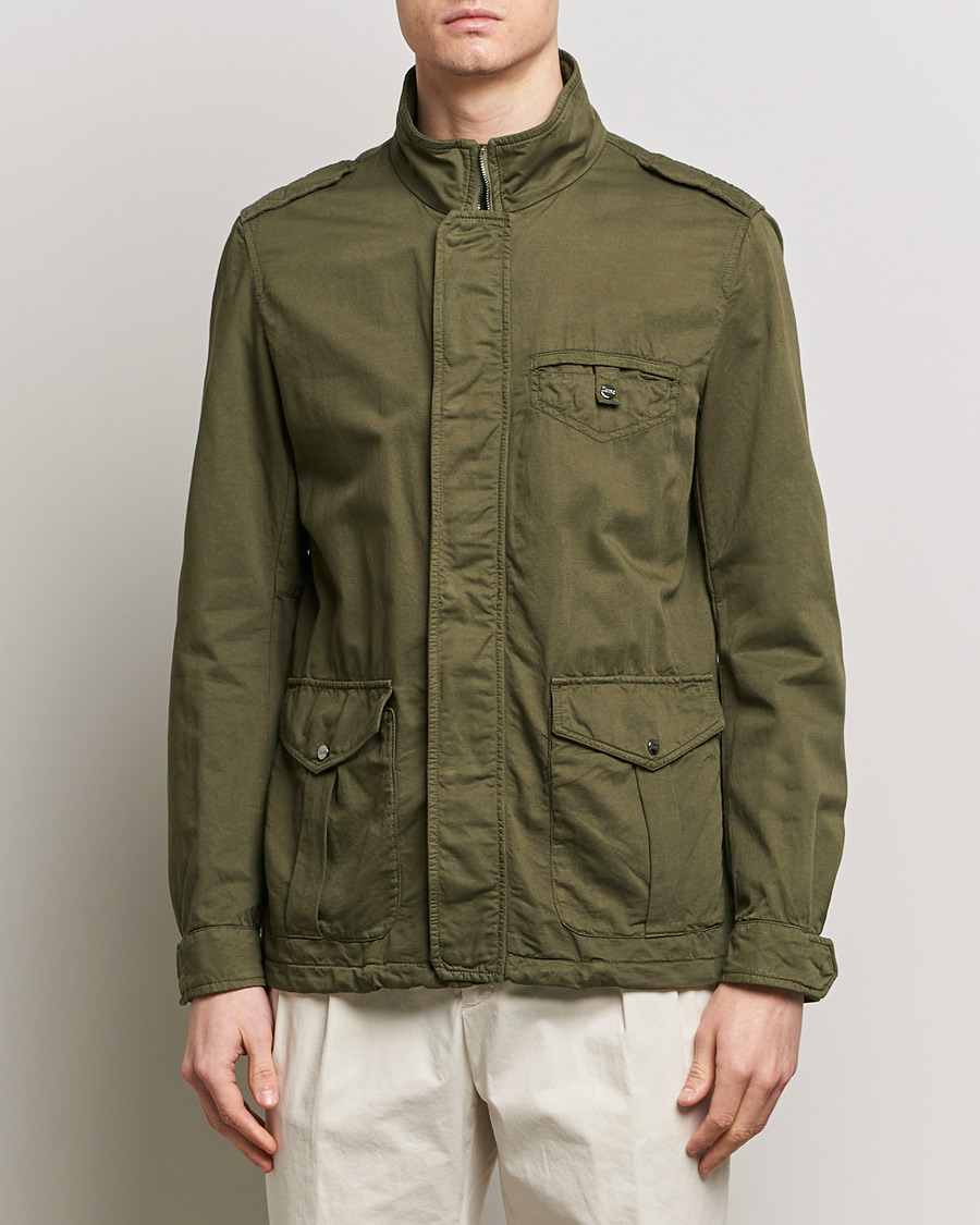 Herre | Høstjakker | Herno | Washed Cotton/Linen Field Jacket Military