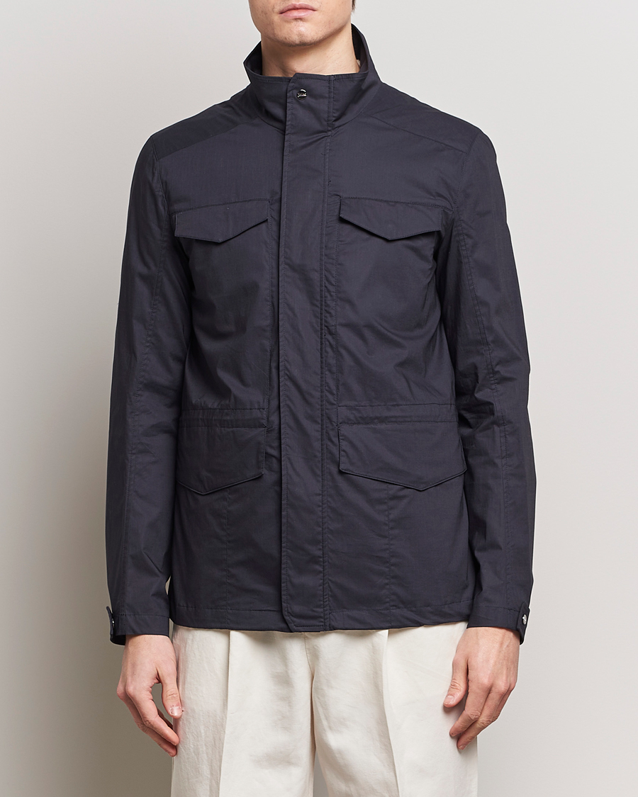 Herre | Høstjakker | Herno | Lightwieght Cotton Field Jacket Navy