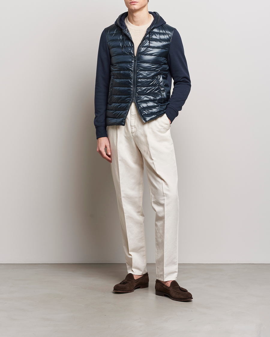 Herre | Jakker | Herno | Hybrid Hooded Zip Jacket Navy