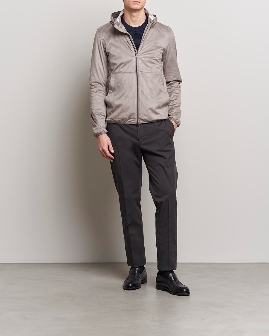 Herre | Jakker | Herno | Faux Suede Bomber Jacket Grey