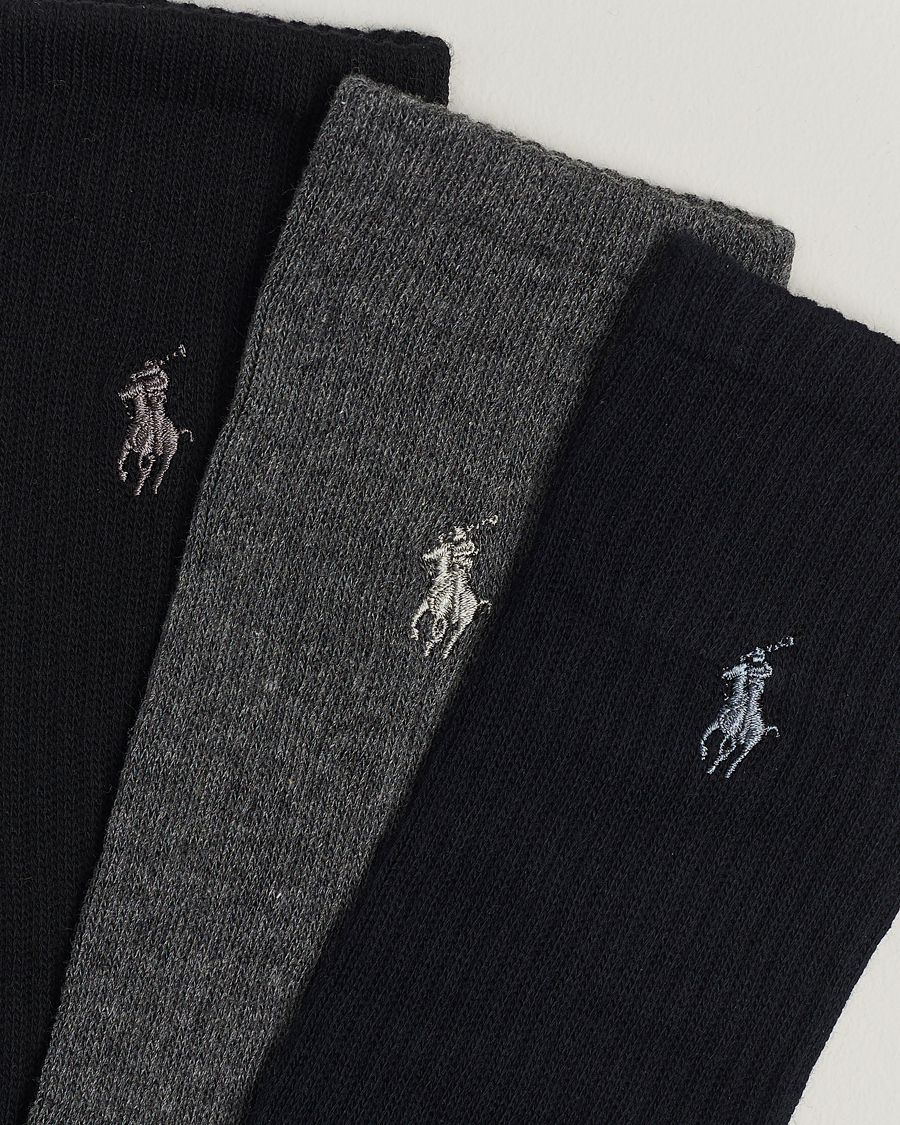 Herre | Almindelige sokker | Polo Ralph Lauren | 3-Pack Crew Sock Navy/Charcoal/Black