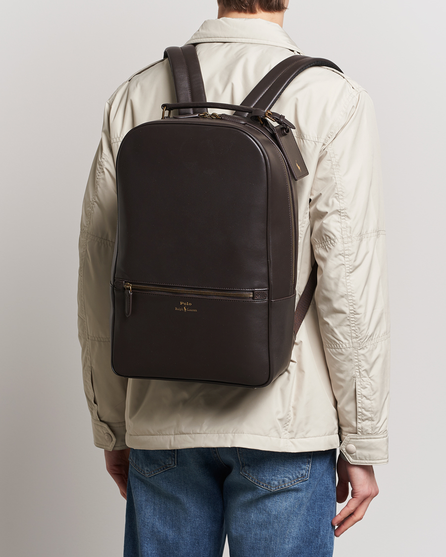 Herre | Vesker | Polo Ralph Lauren | Leather Backpack Dark Brown
