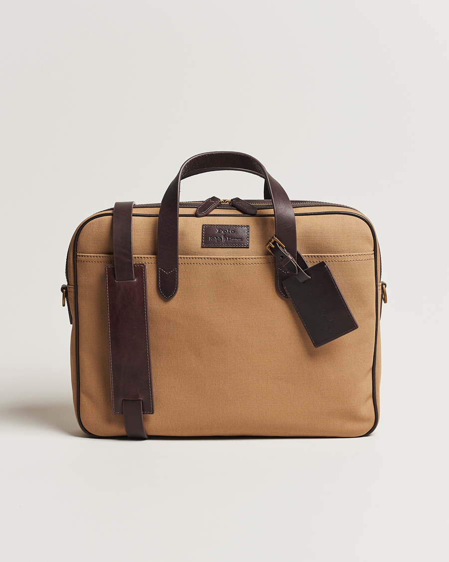 Herre | Polo Ralph Lauren Canvas/Leather Computer Bag Tan | Polo Ralph Lauren | Canvas/Leather Computer Bag Tan