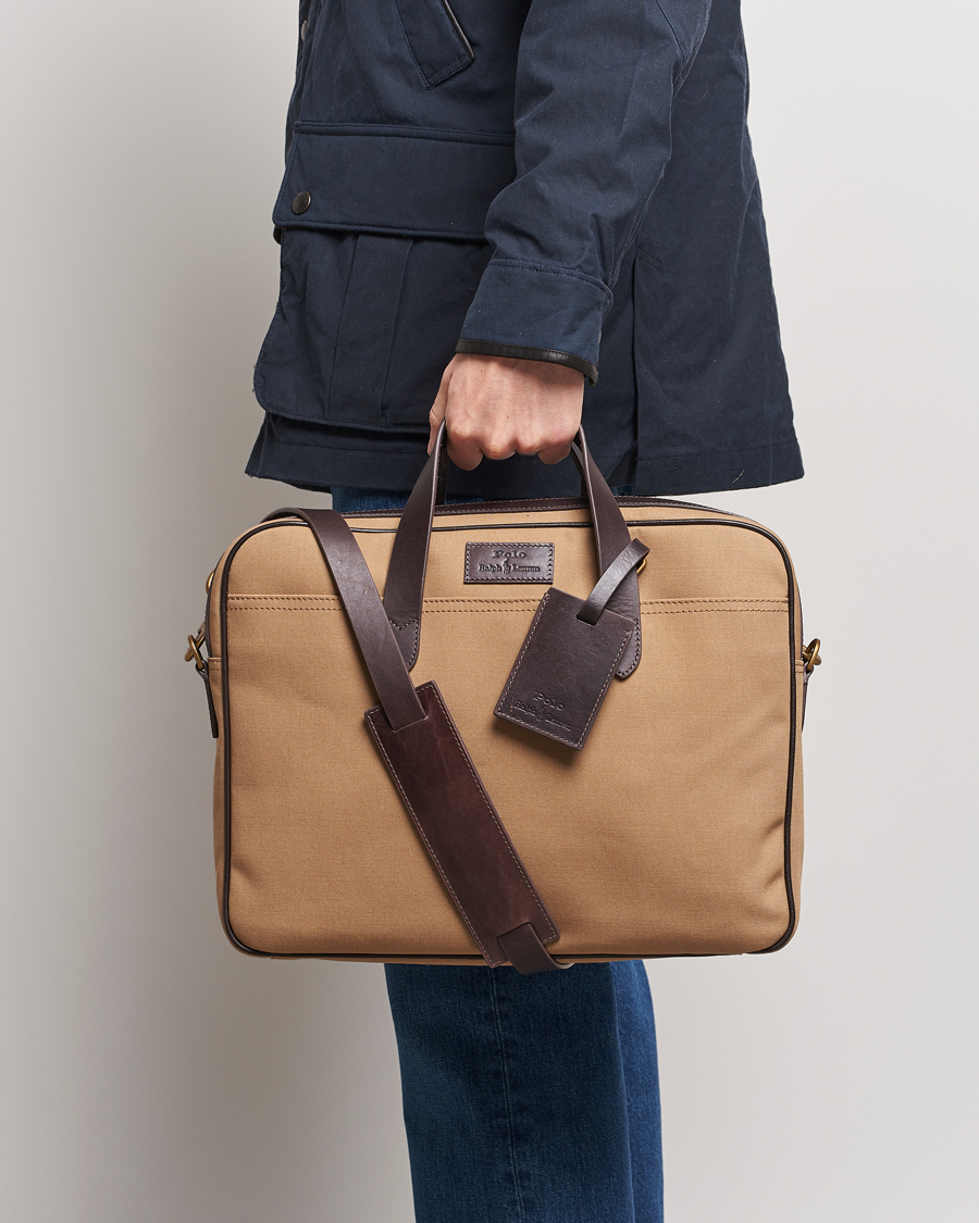 Herre | Polo Ralph Lauren Canvas/Leather Computer Bag Tan | Polo Ralph Lauren | Canvas/Leather Computer Bag Tan
