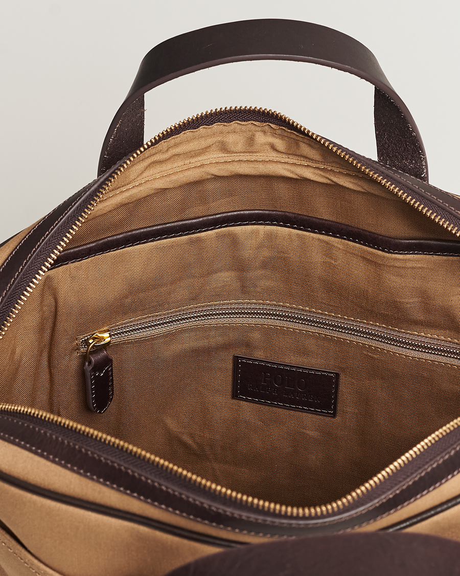 Herre | Polo Ralph Lauren Canvas/Leather Computer Bag Tan | Polo Ralph Lauren | Canvas/Leather Computer Bag Tan