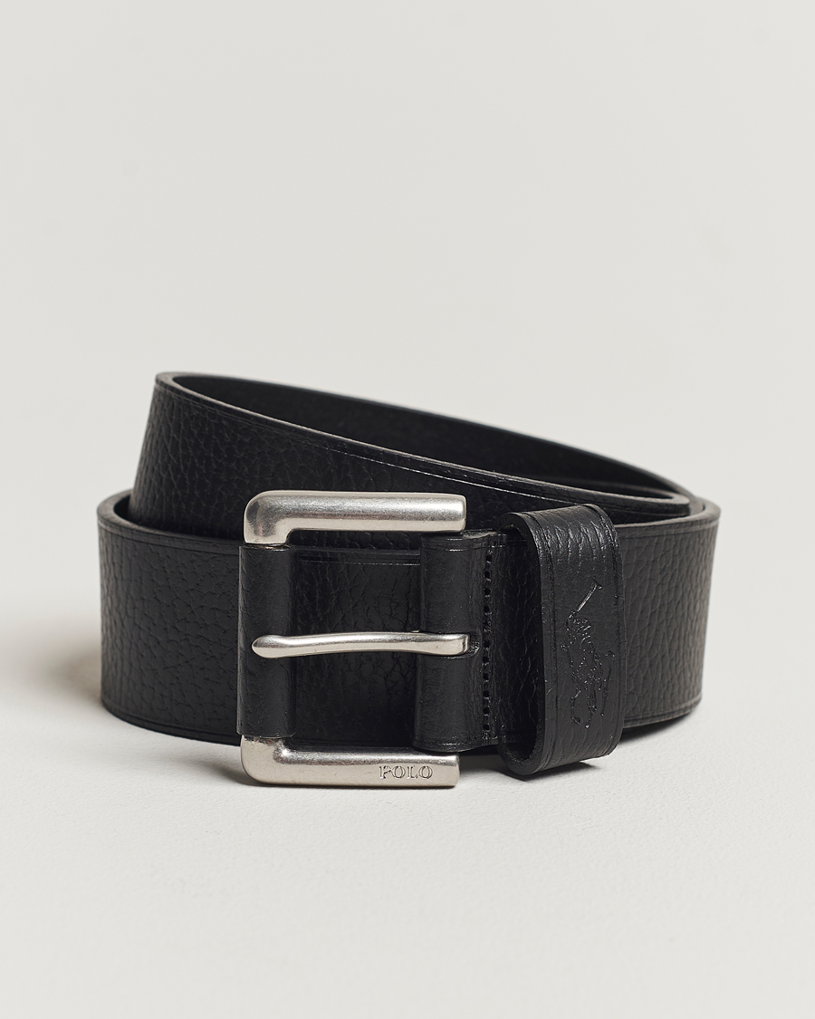Herre | Polo Ralph Lauren Pebbled Leather Belt Black | Polo Ralph Lauren | Pebbled Leather Belt Black