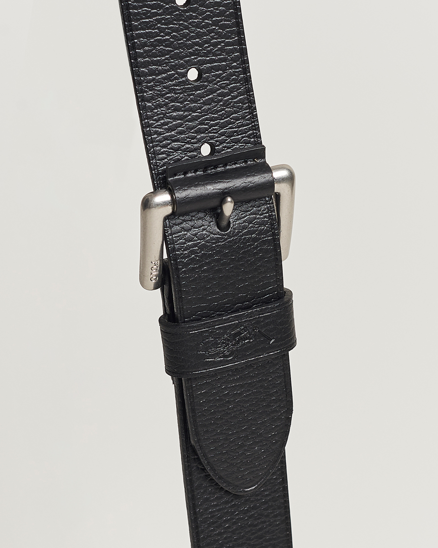 Herre | Polo Ralph Lauren Pebbled Leather Belt Black | Polo Ralph Lauren | Pebbled Leather Belt Black