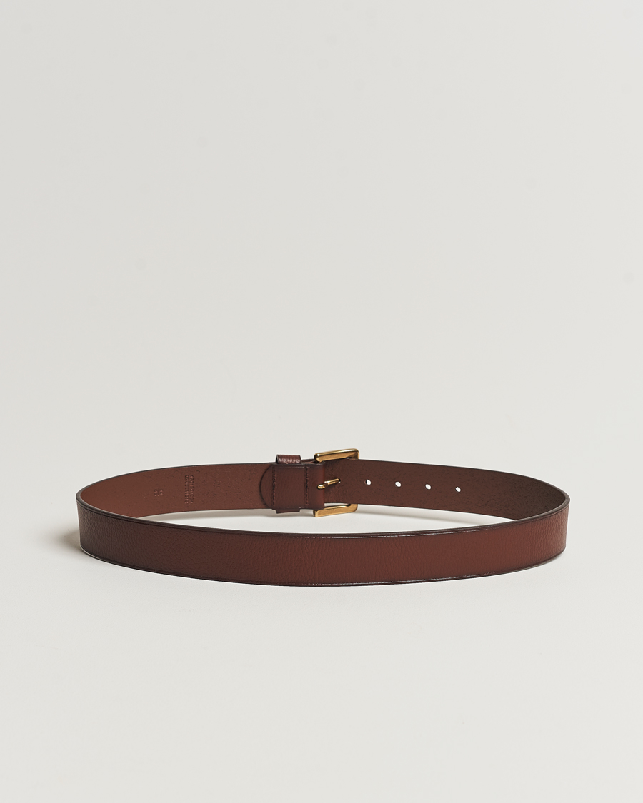 Herre | Umønstrede belter | Polo Ralph Lauren | Pebbled Leather Belt Brown