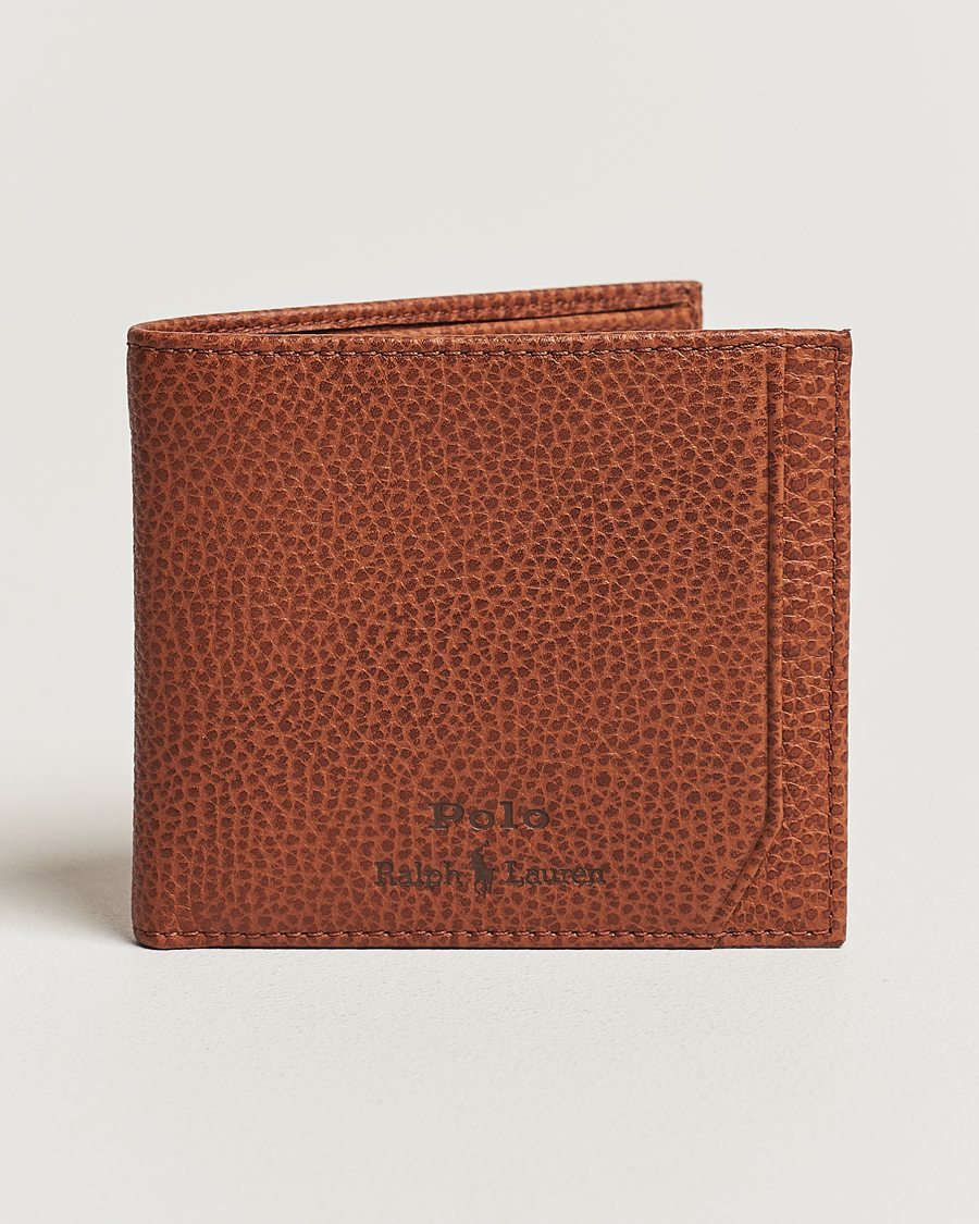 Herre | Lommebøker | Polo Ralph Lauren | Pebbled Leather Billfold Wallet Saddle Brown