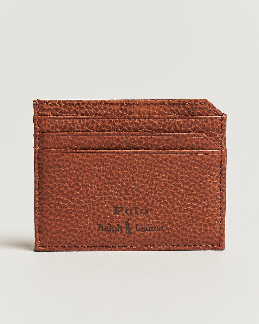 Herre | Lommebøker | Polo Ralph Lauren | Pebbled Leather Credit Card Holder Saddle Brown