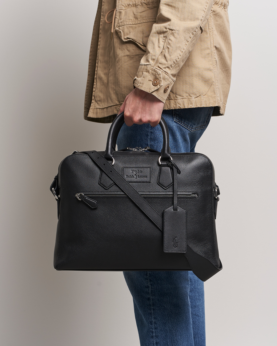 Herre | Vesker | Polo Ralph Lauren | Pebbled Leather Commuter Bag Black