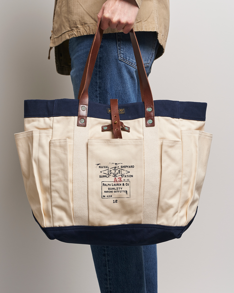 Herre | Polo Ralph Lauren Canvas Totebag Cream/Aviator Navy | Polo Ralph Lauren | Canvas Totebag Cream/Aviator Navy