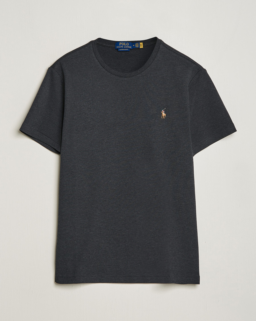 Herre | T-Shirts | Polo Ralph Lauren | Luxury Pima Cotton Crew Neck T-Shirt Black Heather