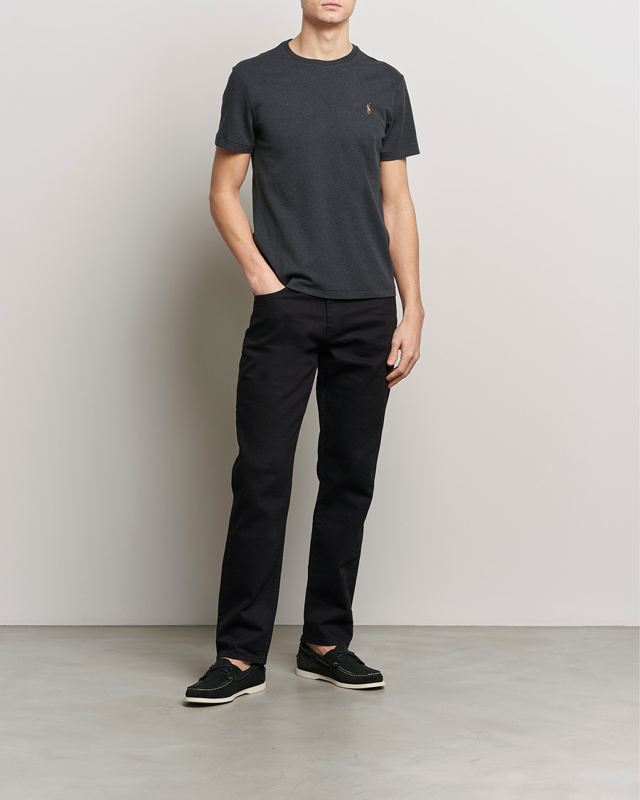 Herre | T-Shirts | Polo Ralph Lauren | Luxury Pima Cotton Crew Neck T-Shirt Black Heather