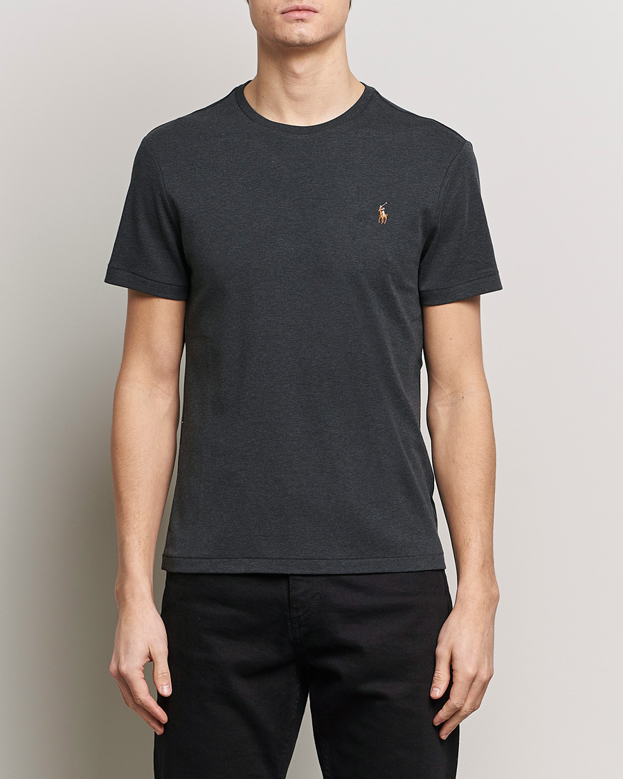 Herre | Svarte t-skjorter | Polo Ralph Lauren | Luxury Pima Cotton Crew Neck T-Shirt Black Heather