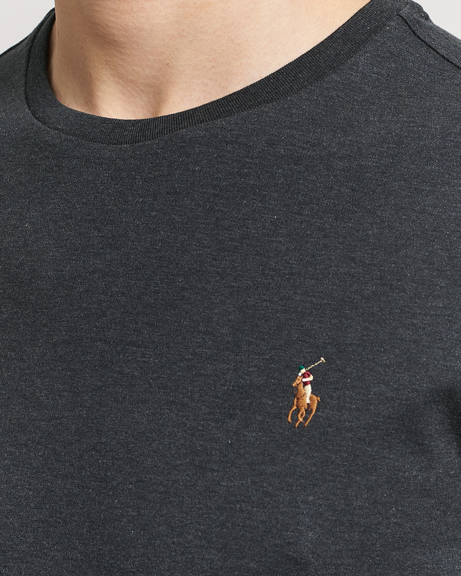 Herre | T-Shirts | Polo Ralph Lauren | Luxury Pima Cotton Crew Neck T-Shirt Black Heather