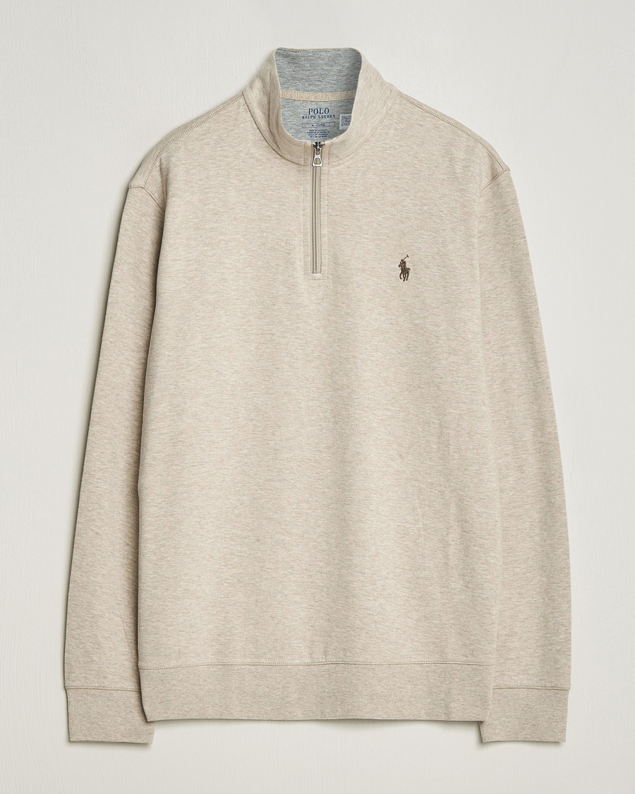 Herre | Gensere | Polo Ralph Lauren | Double Knit Half-Zip Sweater Tuscan Beige Heather
