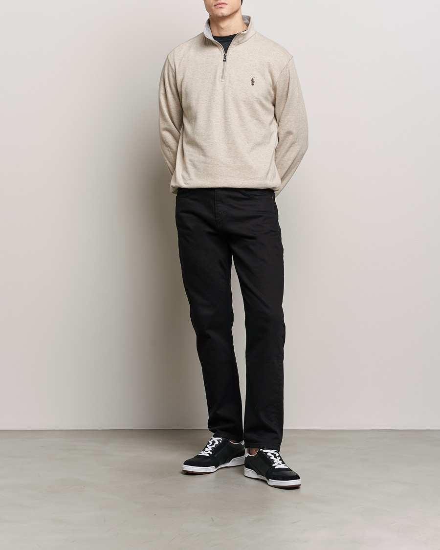 Herre | Gensere | Polo Ralph Lauren | Double Knit Half-Zip Sweater Tuscan Beige Heather