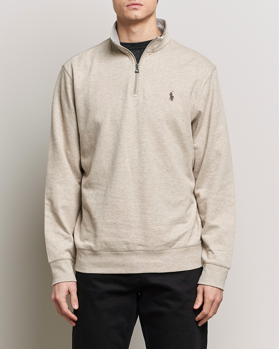 Herre |  | Polo Ralph Lauren | Double Knit Half-Zip Sweater Tuscan Beige Heather