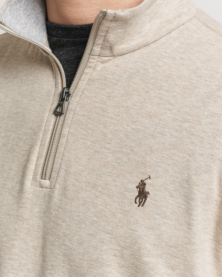 Herre | Gensere | Polo Ralph Lauren | Double Knit Half-Zip Sweater Tuscan Beige Heather