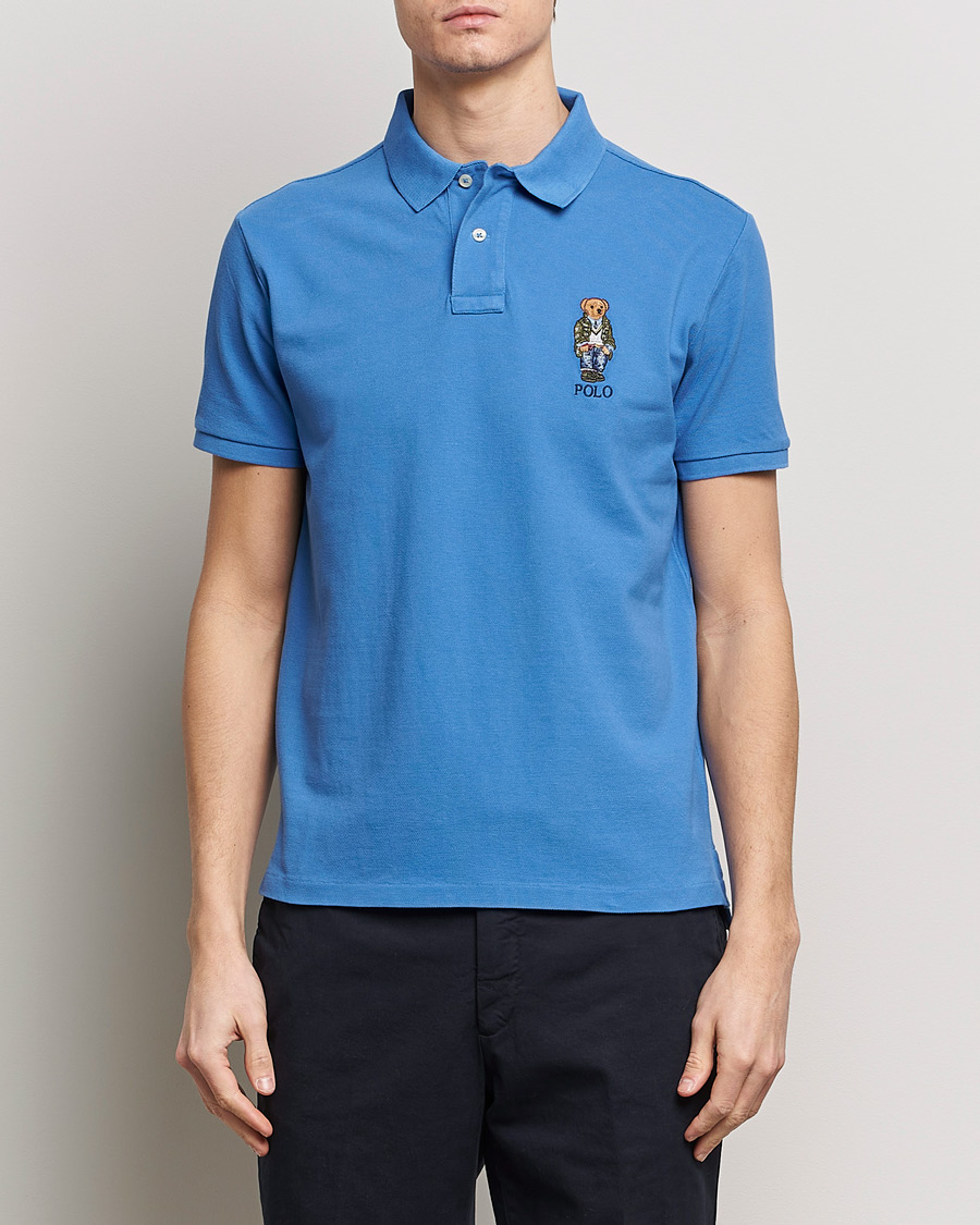 Herre | Pikéer | Polo Ralph Lauren | Custom Slim Fit Heritage Bear Polo New England Blue
