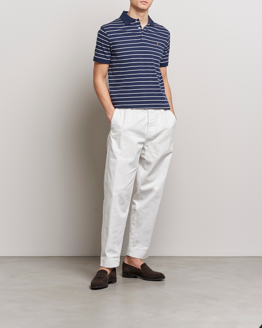 Herre | Pikéer | Polo Ralph Lauren | Luxury Pima Cotton Striped Polo Refined Navy/White