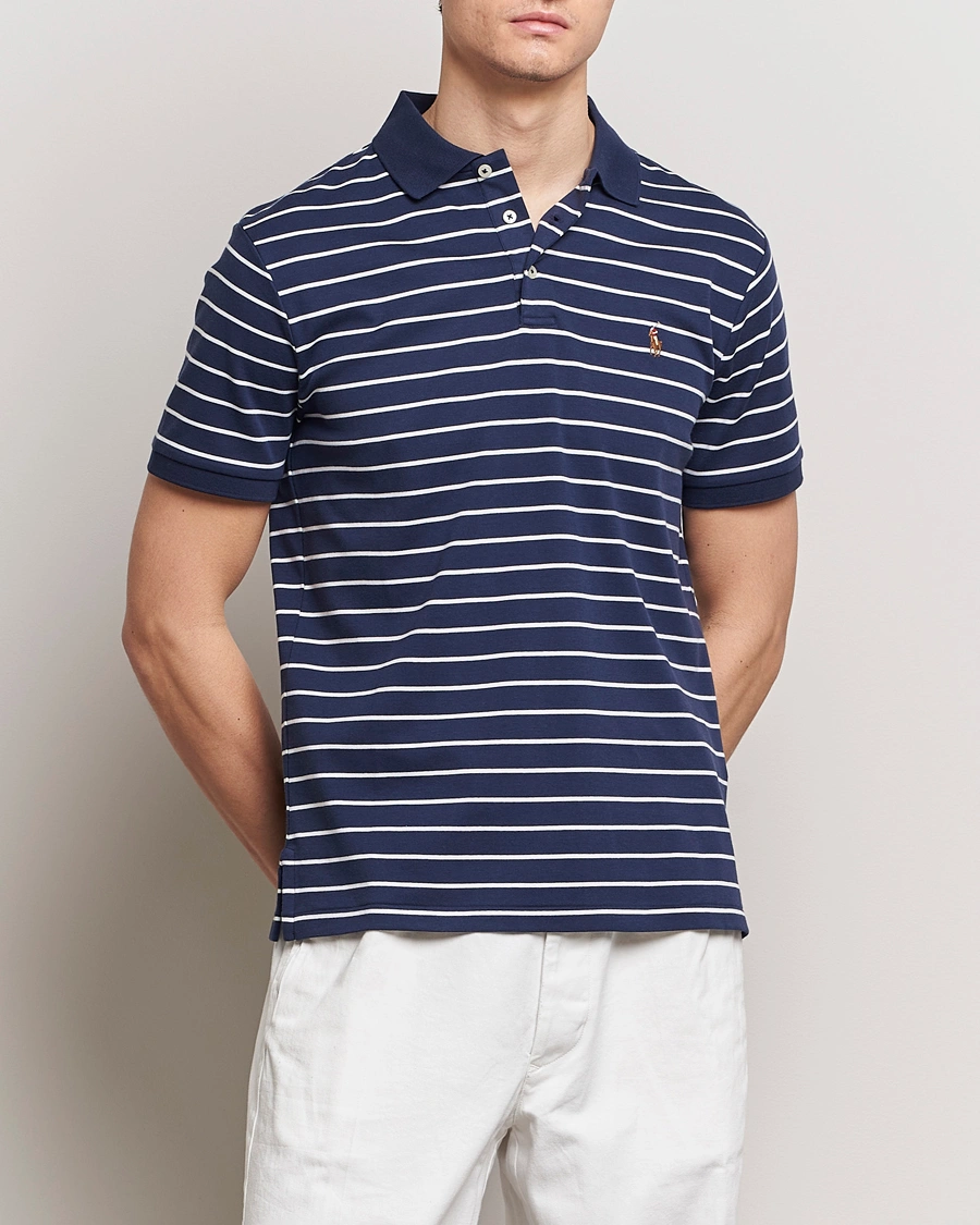 Herre | Only Polo | Polo Ralph Lauren | Luxury Pima Cotton Striped Polo Refined Navy/White