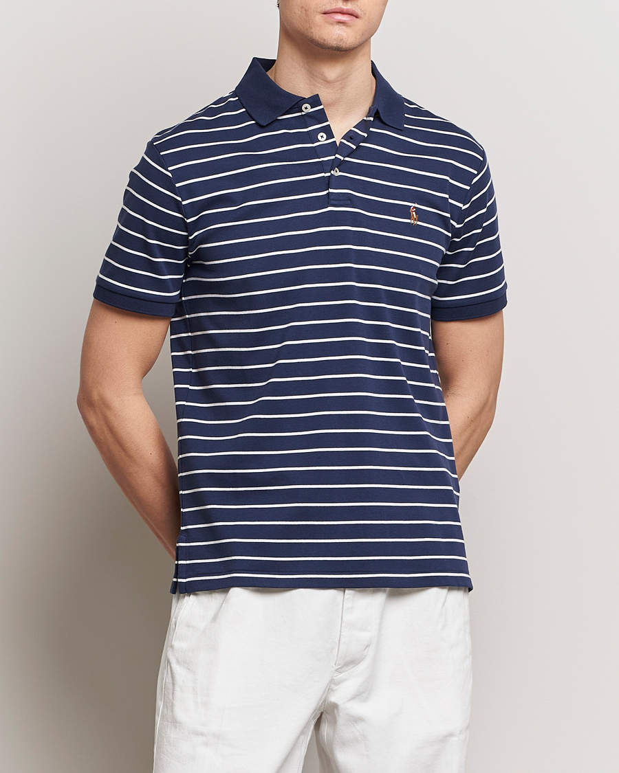 Herre | Kortermet piké | Polo Ralph Lauren | Luxury Pima Cotton Striped Polo Refined Navy/White