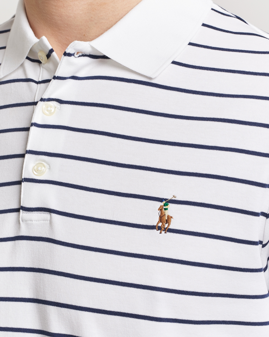 Herre | Pikéer | Polo Ralph Lauren | Luxury Pima Cotton Striped Polo White/Refined Navy