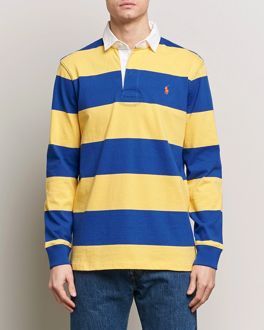 Herre | Gensere | Polo Ralph Lauren | Jersey Striped Rugger Chrome Yellow/Cruise Royal