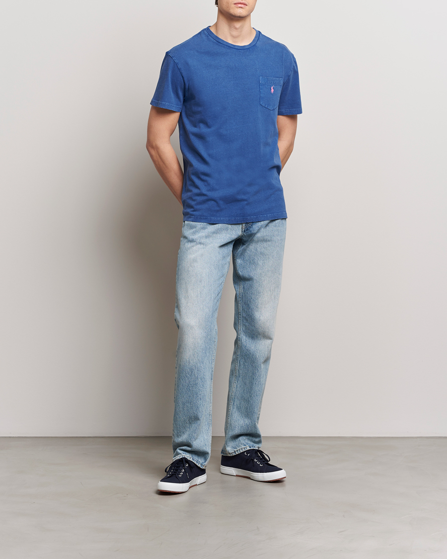 Herre | T-Shirts | Polo Ralph Lauren | Cotton Linen Crew Neck T-Shirt Beach Royal