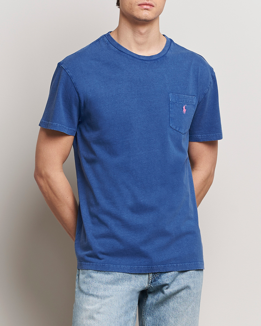 Herre | T-Shirts | Polo Ralph Lauren | Cotton Linen Crew Neck T-Shirt Beach Royal