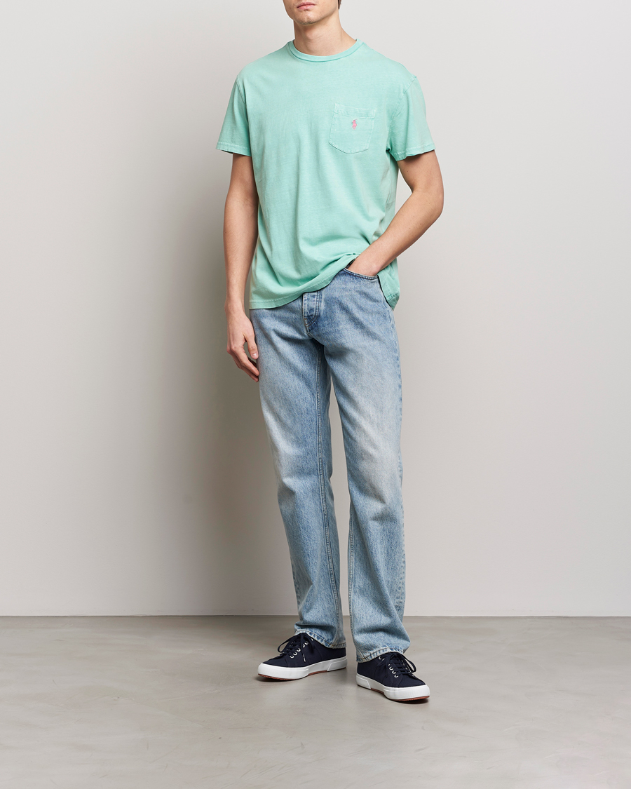 Herre | T-Shirts | Polo Ralph Lauren | Cotton Linen Crew Neck T-Shirt Celadon
