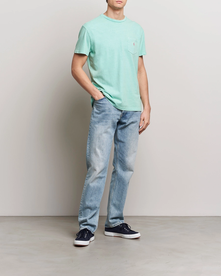 Herre | T-Shirts | Polo Ralph Lauren | Cotton Linen Crew Neck T-Shirt Celadon