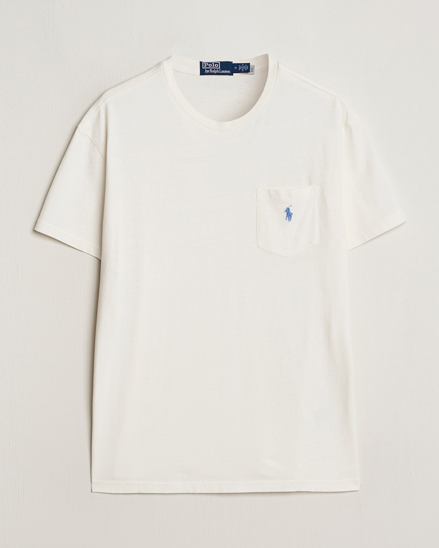 Herre | T-Shirts | Polo Ralph Lauren | Cotton Linen Crew Neck T-Shirt Ceramic White