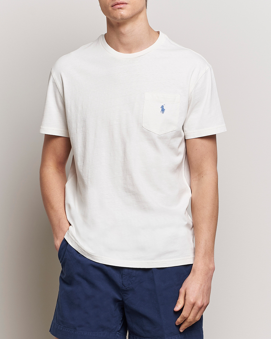 Herre | Lojalitetstilbud | Polo Ralph Lauren | Cotton Linen Crew Neck T-Shirt Ceramic White