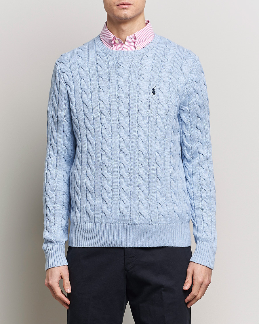 Herre | Pullovers rund hals | Polo Ralph Lauren | Cotton Cable Pullover Blue Hyacinth