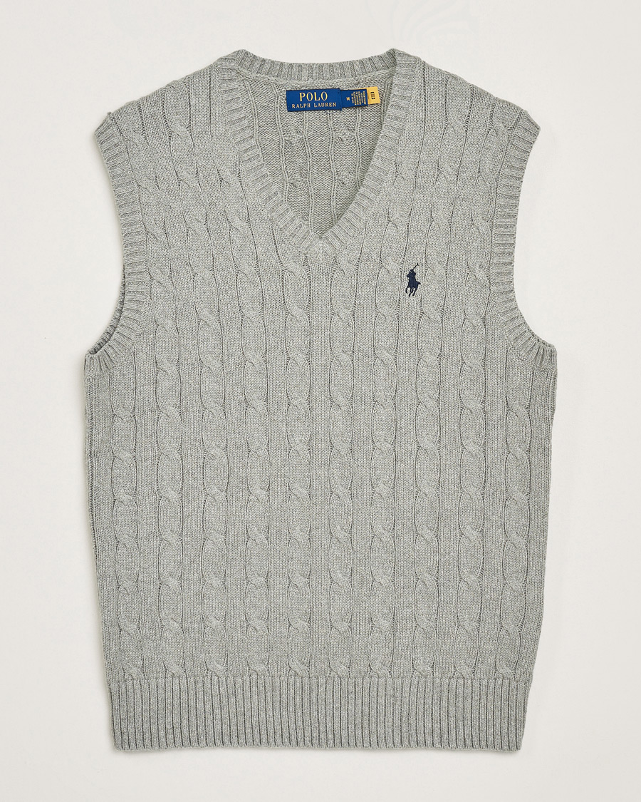 Herre | Gensere | Polo Ralph Lauren | Cotton Cable Vest Fawn Grey Heather